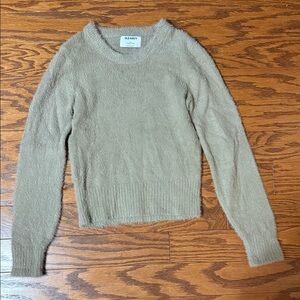 Old Navy Women's Fuzzy Tan Crew Neck Sweater